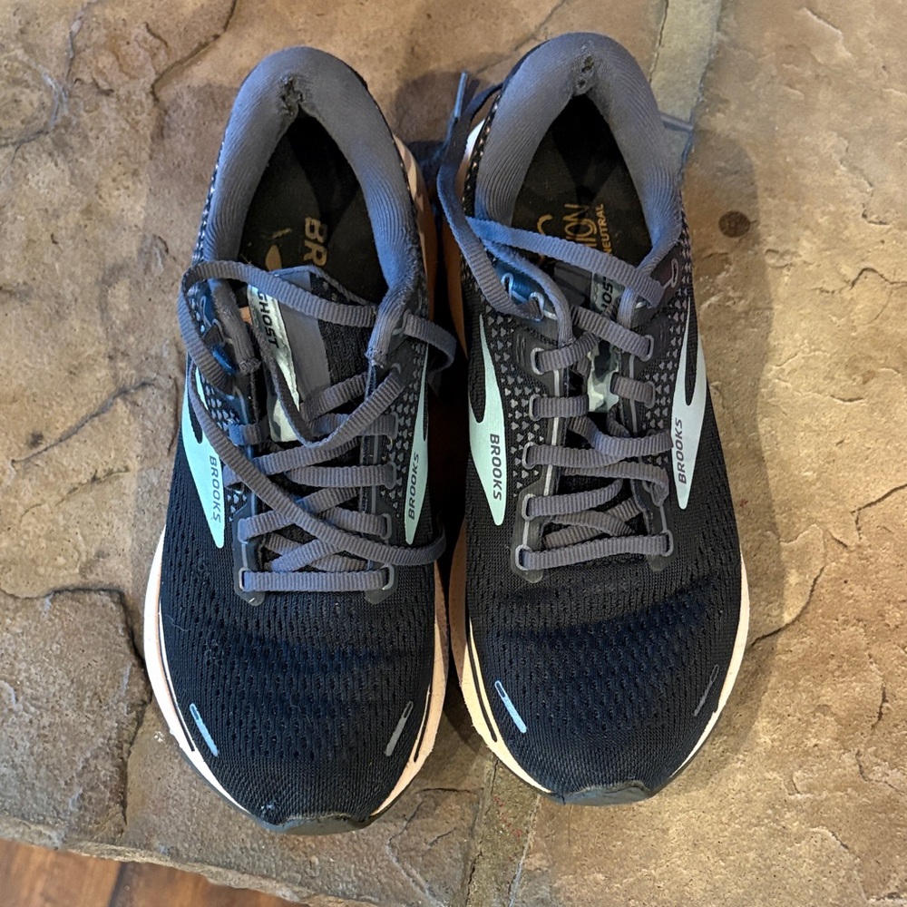 Brooks Black and Blue Athletic Sneakers